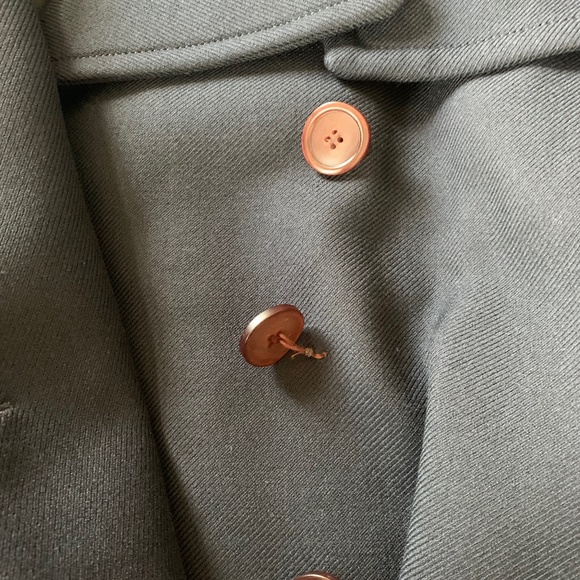 CHLOE Iconic Navy wool Ruffle Front Double Breasted Trench Coat - Picture 14 of 16